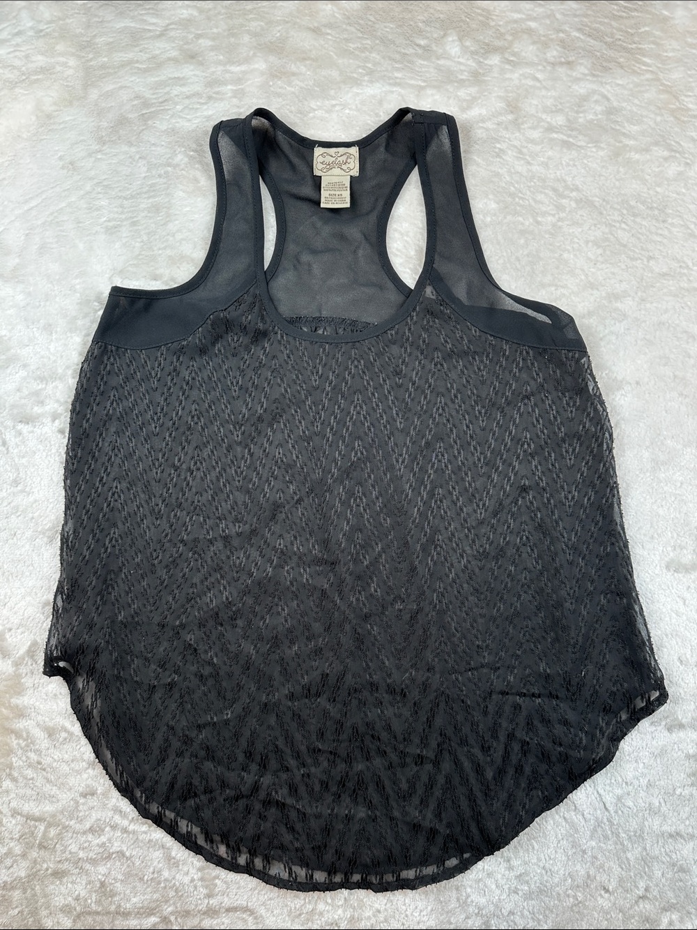 Eyelash Couture Black Sheer Chevron Racerback Tank Top | Active | Summer